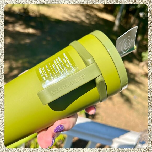 🍁 NWT 2025 Starbucks Fall Olive/Army Green Vacuum SS Cold Cup w/ Twist Straw - Picture 8 of 10